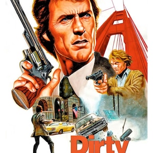 Vintage Reproduction Poster Clint Eastwood Dirty Harry