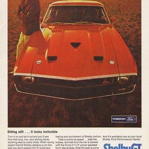 Vintage Reproduction Racing Poster 1969 Shelby GT 350 500 Mustang Muscle Car