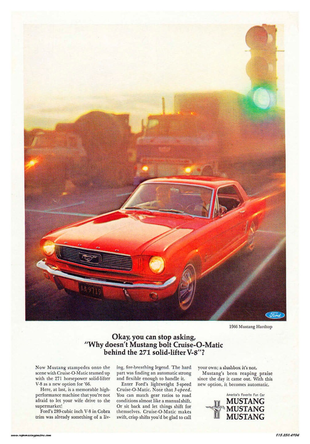Vintage Reproduction Racing Poster 1966 Ford Mustang - Etsy