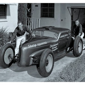 Vintage Reproduction Racing Poster Sharp Equipped Bonneville Salt Flats Racer