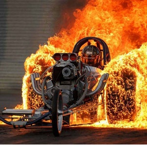 Vintage Reproduction Racing Poster Top Fuel Dragster Very Fire Burnout