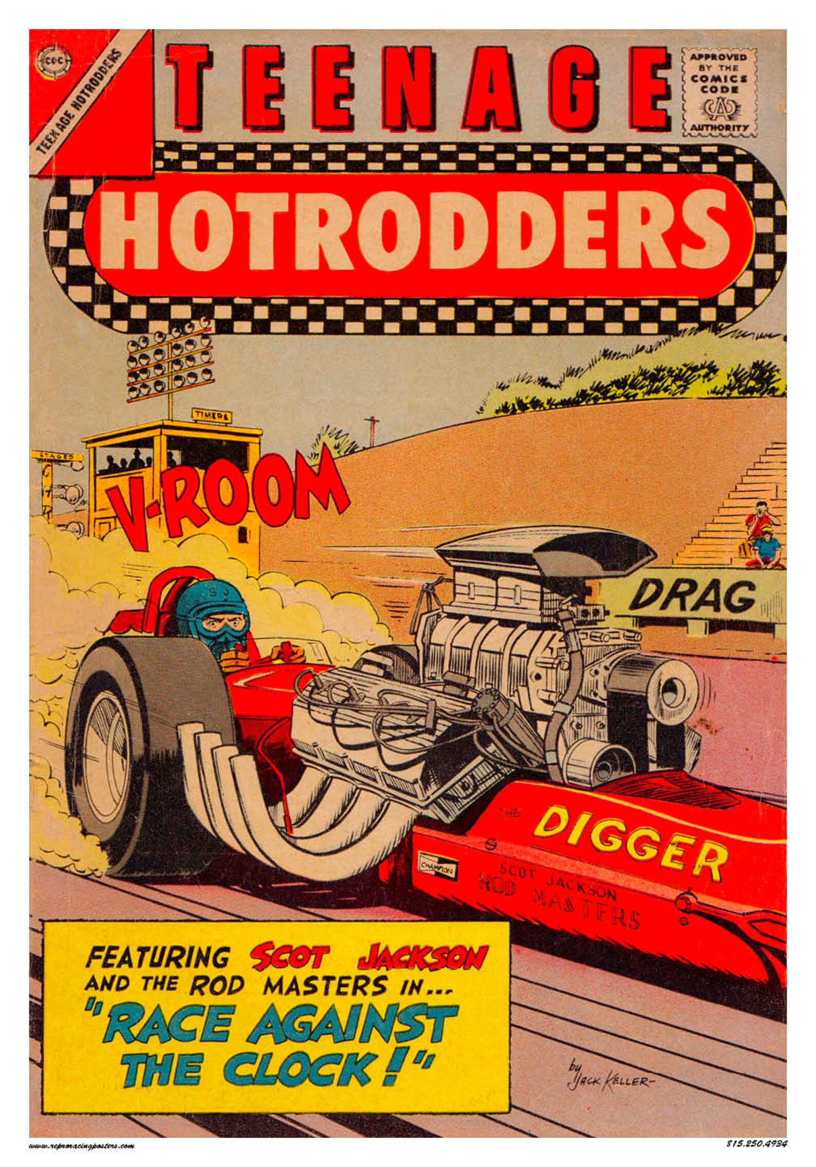 Vintage Reproduction Racing Poster Teenage Hotrodders Drag Racing