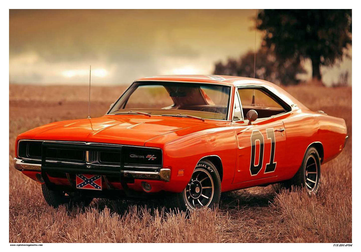 Vintage Reproduction Racing Poster General Lee Dodge Charger 