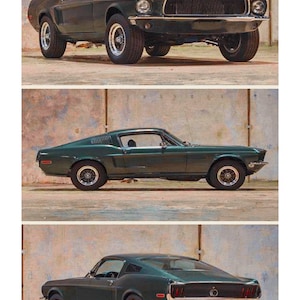 Vintage Reproduction Poster 3 Views Bullit Mustang