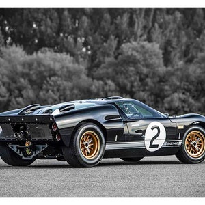 Vintage Reproduction Racing Poster Black Mk 2 Ford GT 40