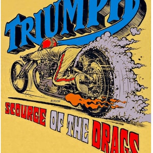 Vintage Reproduction Racing Poster Triumph Drag Racing Motorcycles