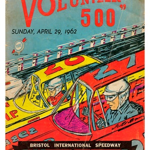 Vintage Reproduction Racing Poster 1962 Volunteer 500 NASCAR Stock Cars