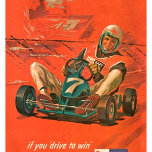 Pôster de corrida de reprodução vintage Dart Kart go kart