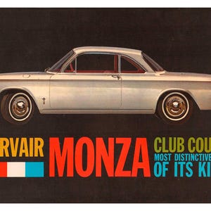 Vintage Reproduction Poster Chevrolet Corvair Monza Club Coupe