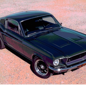 Vintage Reproduktion Rennposter Bullitt mustang Steve McQueen Filmauto