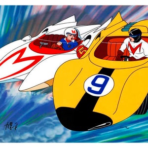 Pôster de corrida de reprodução vintage Speed Racer e Racer X