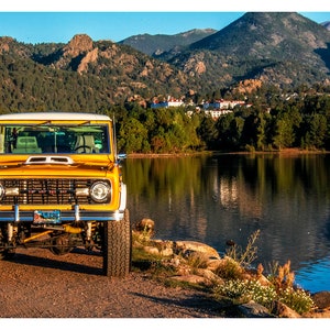 Vintage Reproduction Poster Ford Bronco by the Lake
