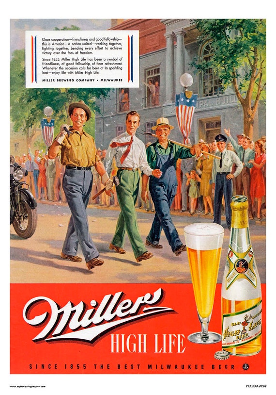 Vintage Reproduction Poster Miller High Life Beer - Etsy Australia