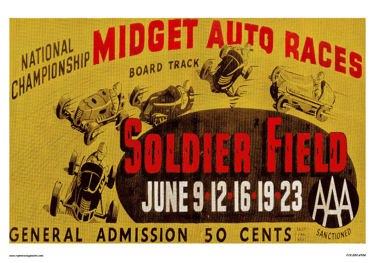 Reproduction Racing Sign Vintage Reproduction Racing Poster Soldier Field Midget Board Track ...
