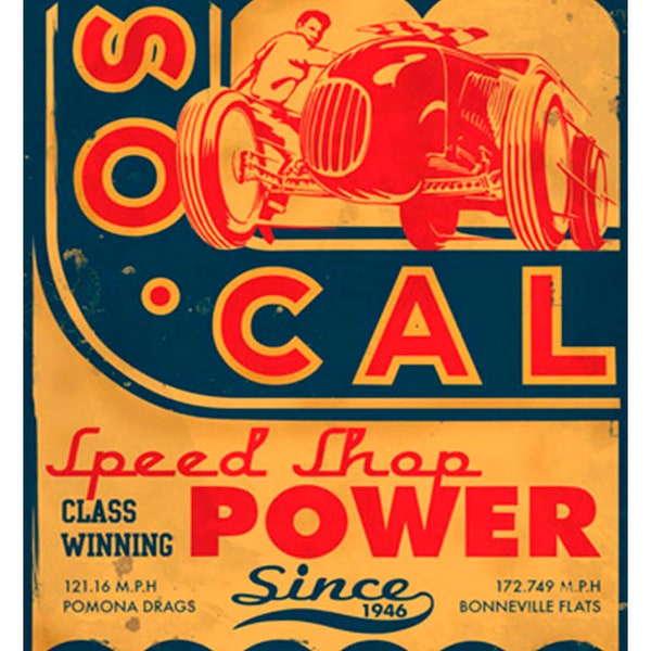 Vintage Reproduktion Racing Poster 1050er Jahre SoCal Speed Shop Hot Rod Teile
