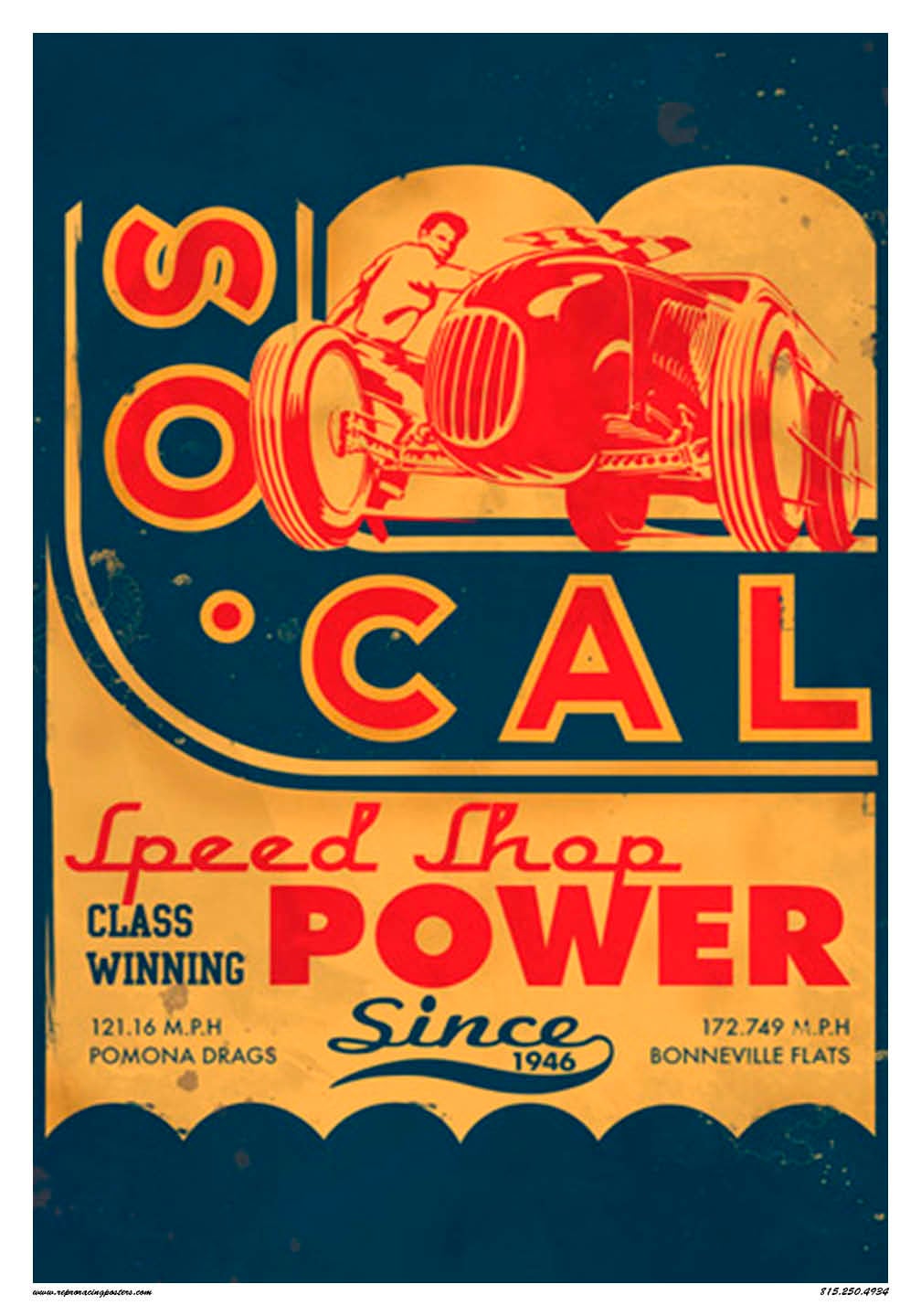 Vintage Reproduction Racing Poster 1050s Socal Speed Shop