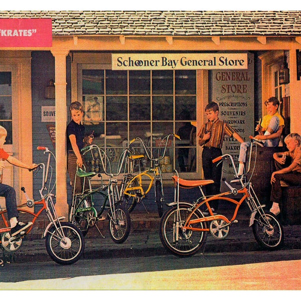 Vintage Reproduction Racing Poster Four Schwinn Krate Bikes