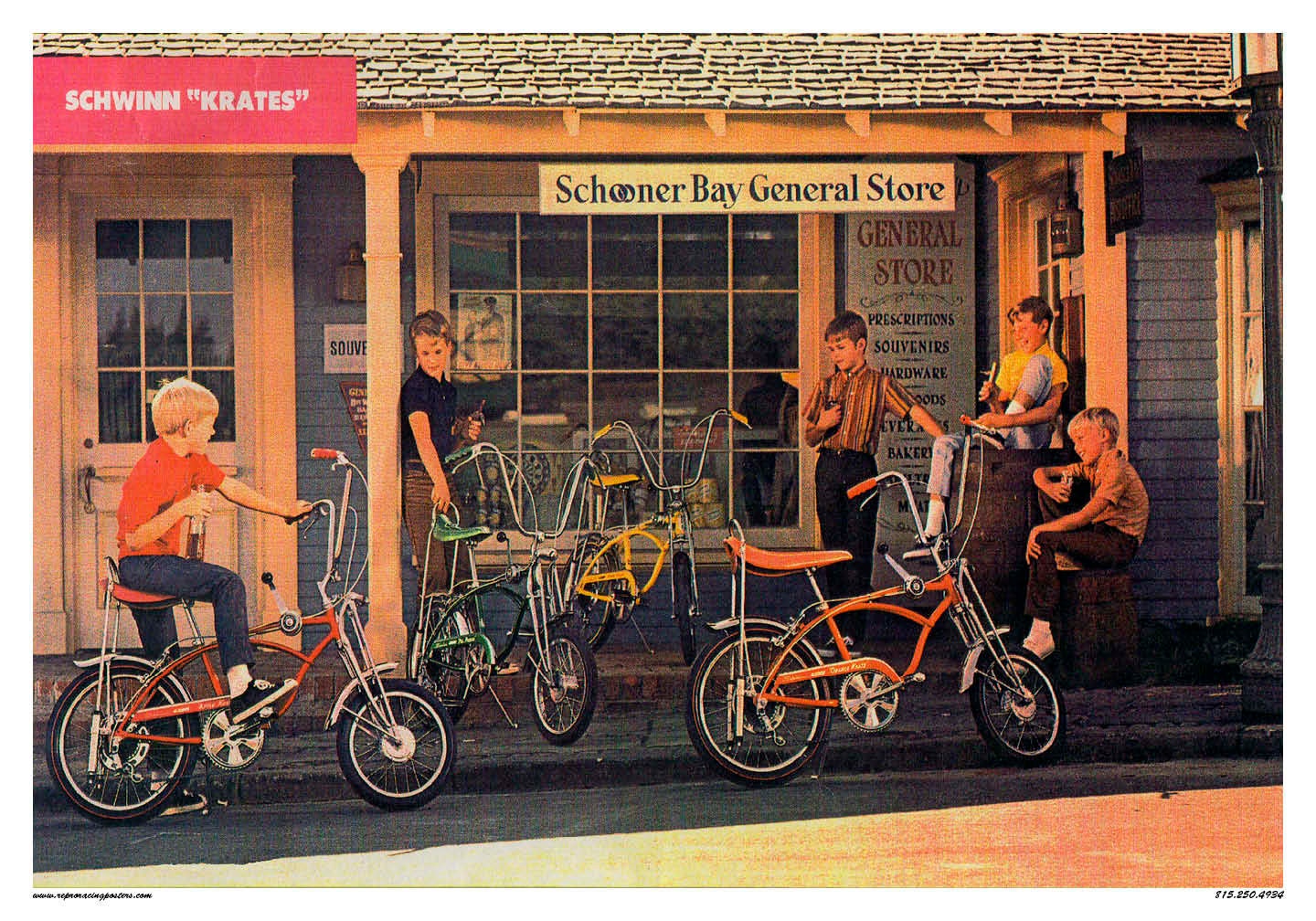 Vintage Reproduction Racing Poster Four Schwinn Krate Bikes Etsy UK