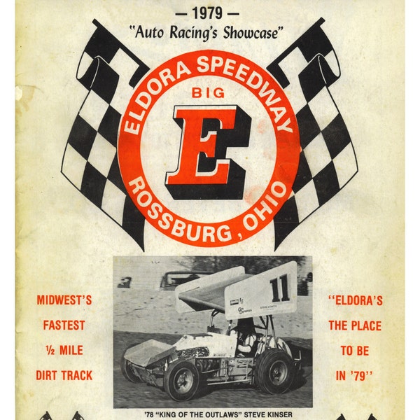 Vintage Reproduction Racing Poster 1979 Eldora Speedway Steve Kinser Sprint Car