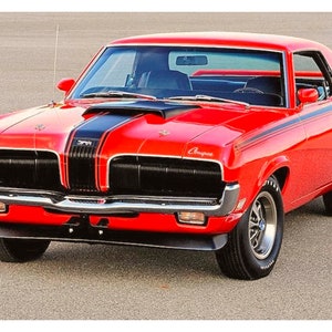 Vintage Reproduktion Poster Orange Mercury Cougar Eliminator Muscle Car