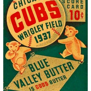 Vintage Reproduction Poster 1937 Chicago Cubs Baseball Wrigley Field