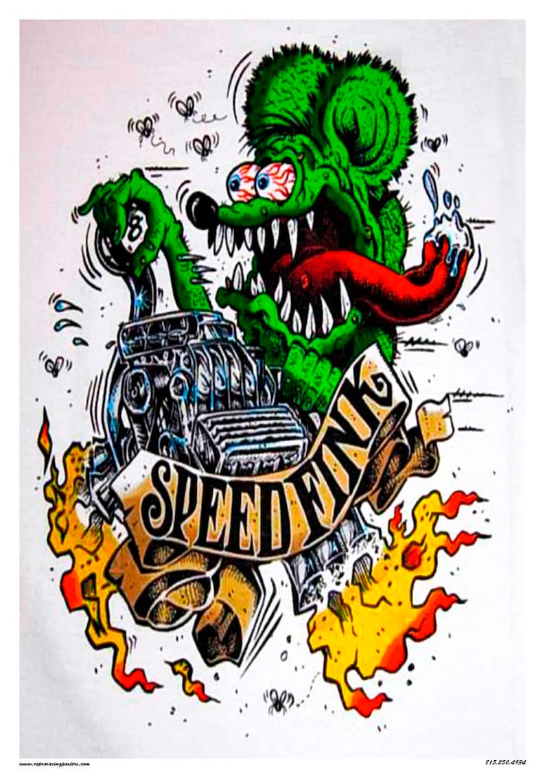 Vintage Reproduction Racing Poster Crazy Rat Fink Speed Fink Etsy