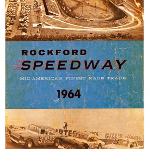 Vintage Riproduzione Racing Posters 1964 Rockford Speedway Stock Cars