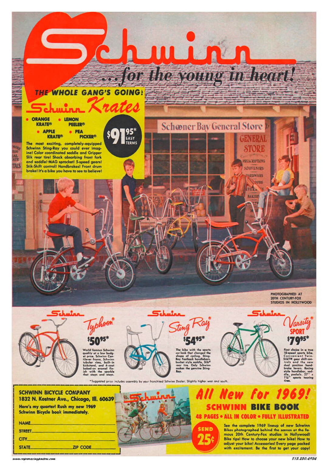 Vintage Reproduction Poster Schwinn Krate Bicycles Store Front Etsy UK