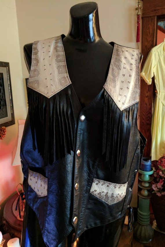 Vintage Western rockabilly leather vest.