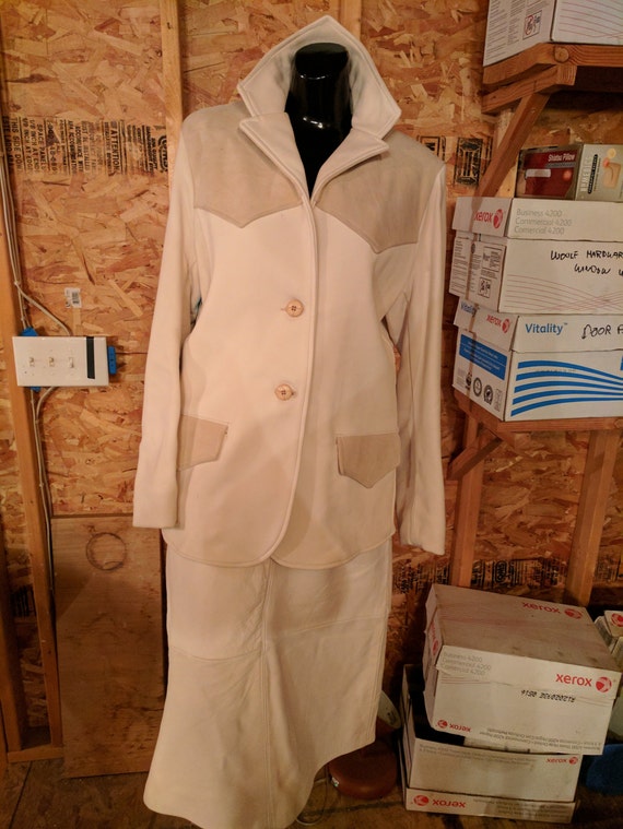 Vintage off white deerskin women's suit.