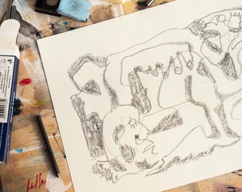 Abstract Pencil Drawing Original Abstract Ink Drawing Etsy