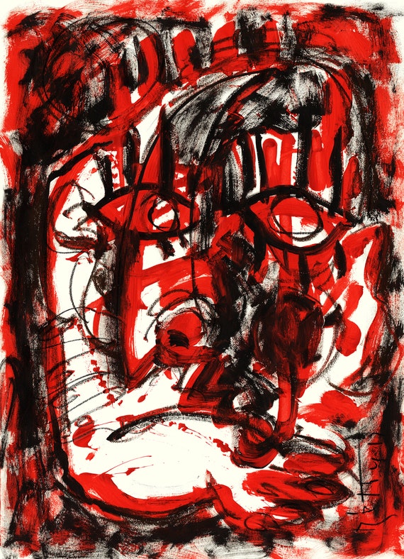 Anger Original, Modern, Abstract, Contemporary, Figurative, Expressionist,  Acrylic, Oil Pastel, Mixed Media, Portrait, Painting, Fine Art - Etsy
