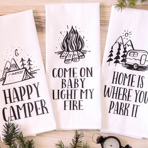 Dish Towels Camp Collection Happy Camper Flour Sack Towel Etsy