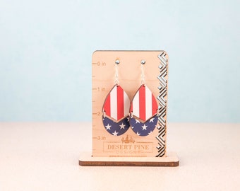 Stars and Stripes Teardrop Shaped Earrings