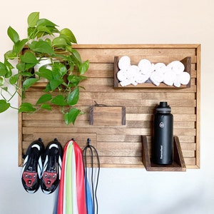Stationary Bike Shelf Home Gym Storage Towel and Water Bottle