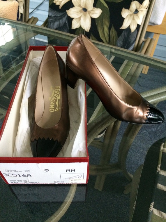 Ferragamo 1980s pumps two-tone Black Copper - size