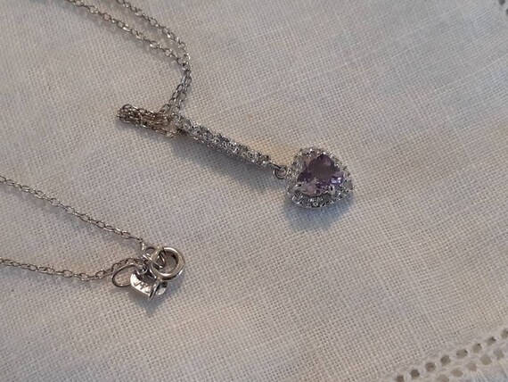 Amethyst and Sterling Silver Heart Shaped Drop Pe… - image 7