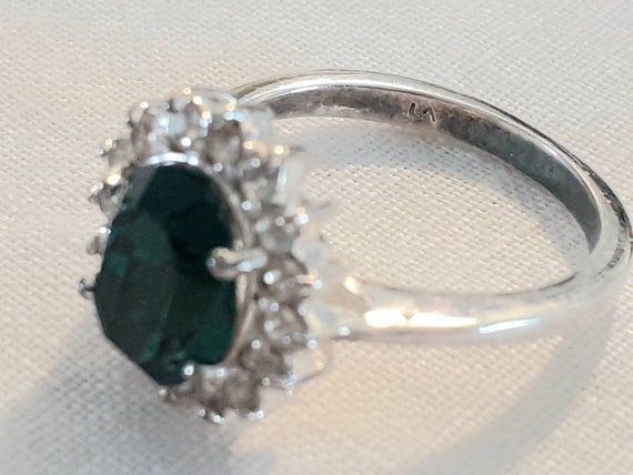 Vintage Costume Deep Green Gemstone Ring in Sterl… - image 4