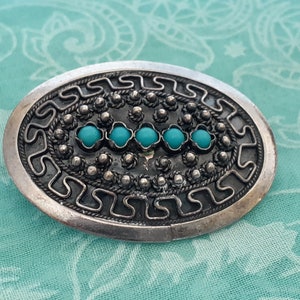 Antique Sterling & Turquoise Brooch