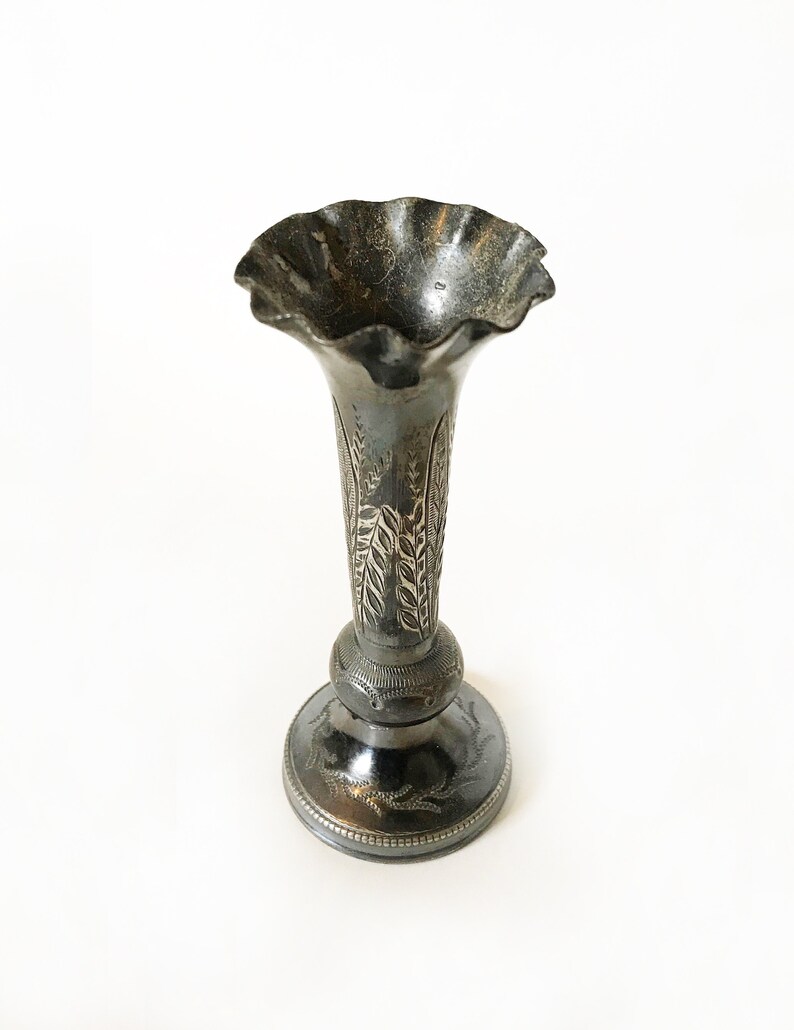 Miniature Silver Plated Bud Vase With Engraved Floral Design Etsy