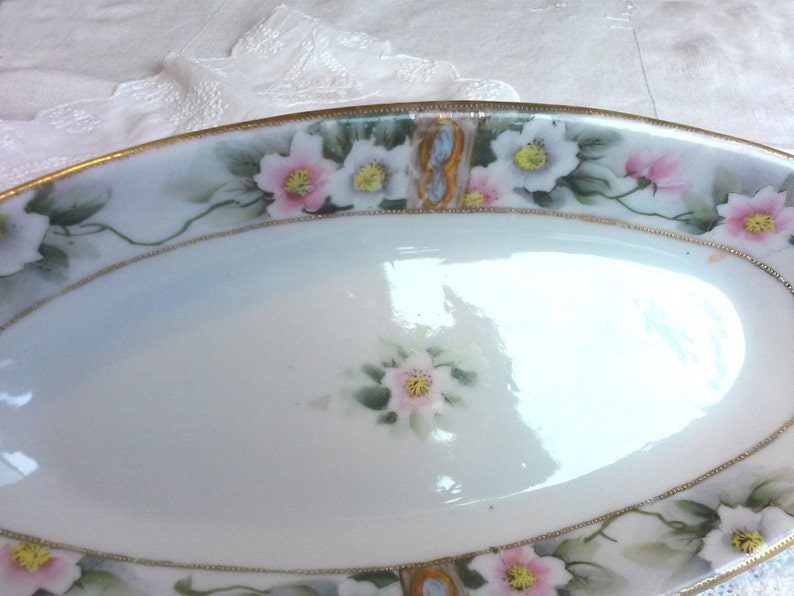 Antique Vintage Nippon Hand Painted Floral Celery Dish With Etsy