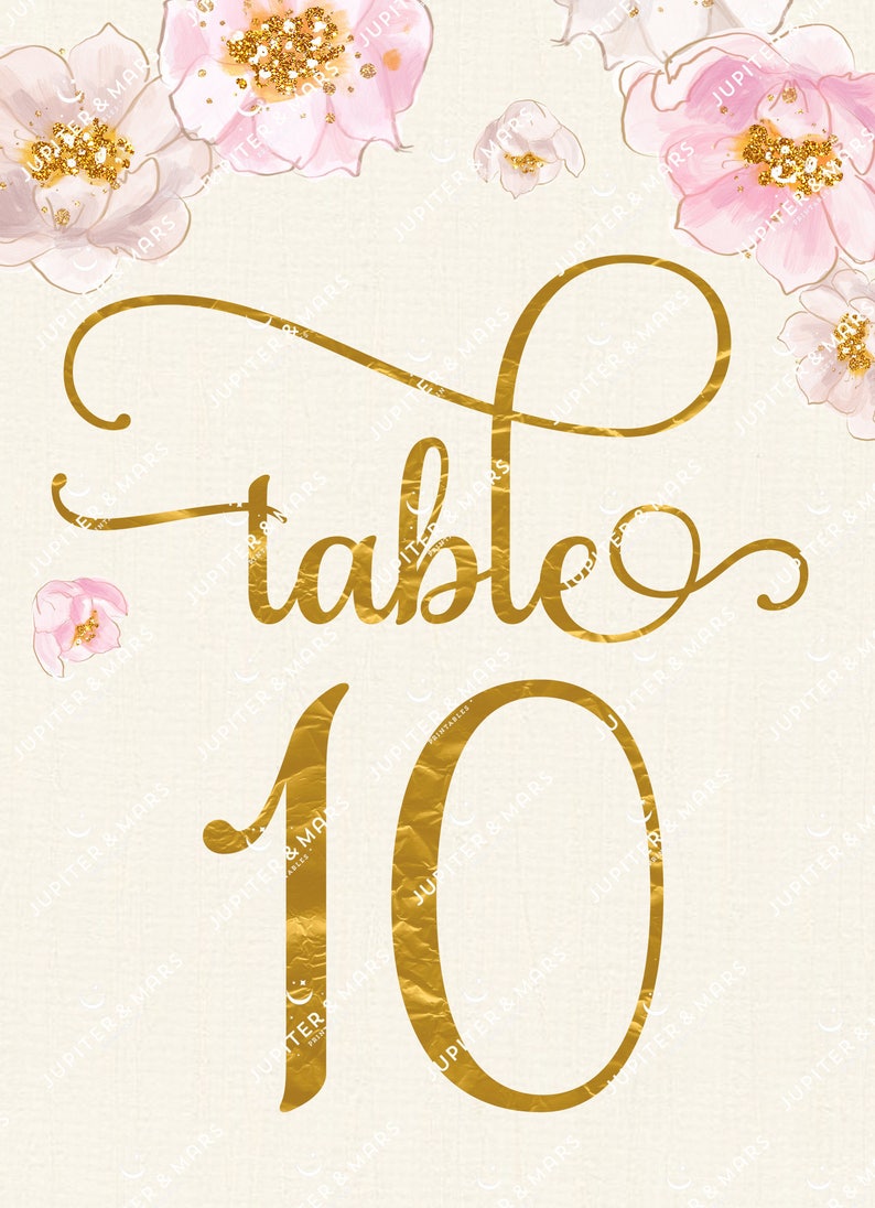 Gold Table Number INSTANT DOWNLOAD Pink and Gold Watercolor Table Number Quincea\u00f1era Table Number Table Number Reception Table Number