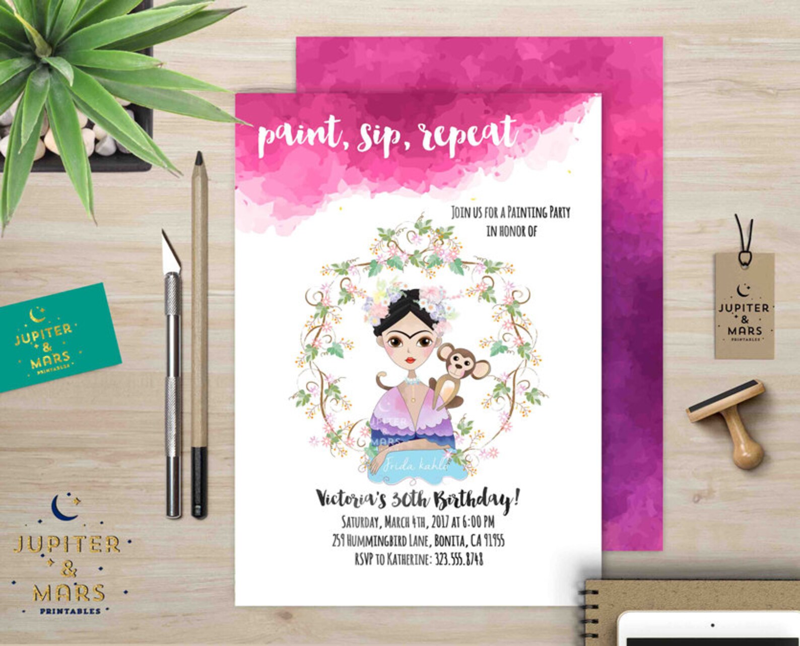Paint Sip Repeat Painting Party Invitation Wine and Etsy