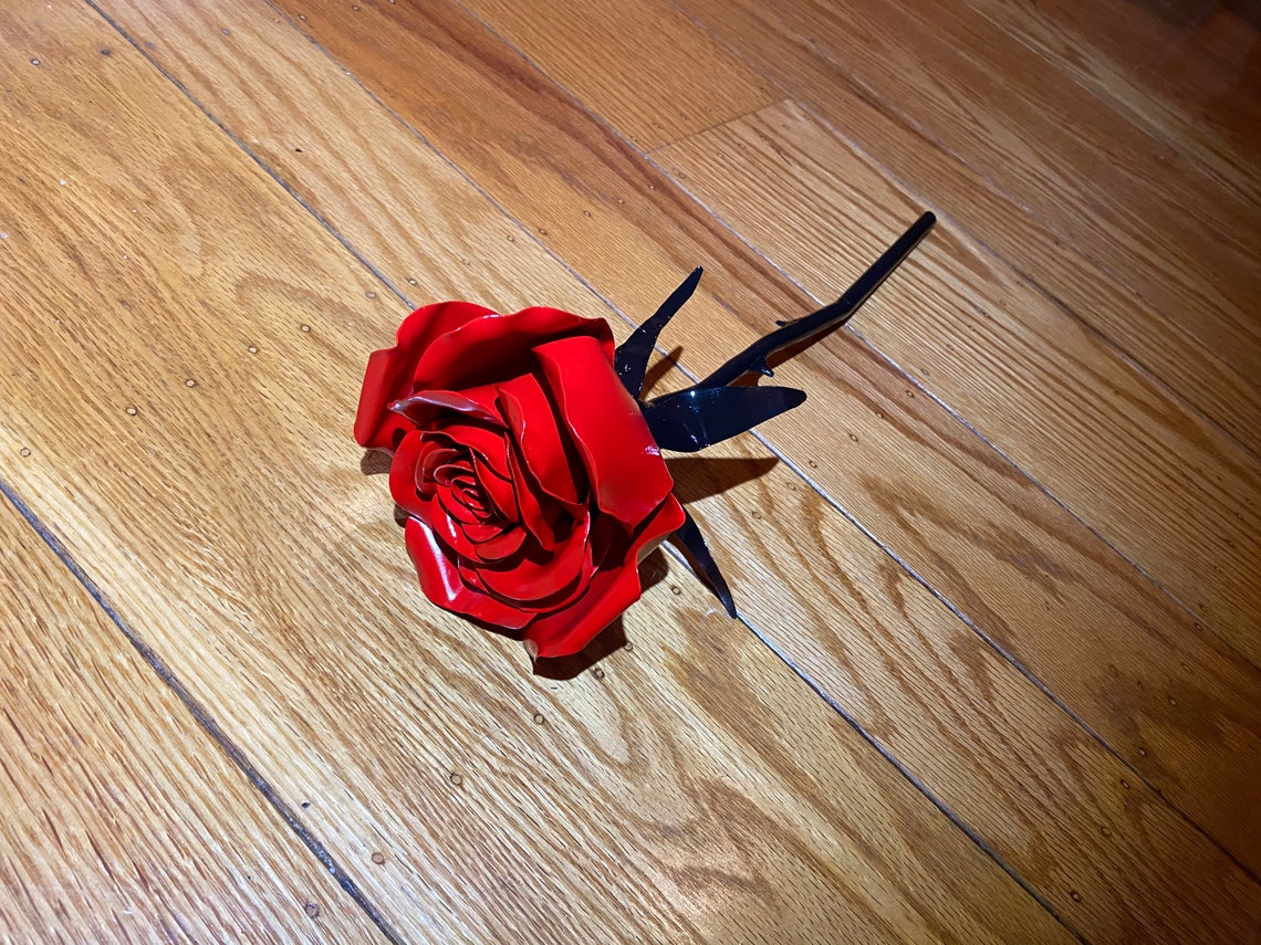 Forever Rose Red with Black Stem Etsy