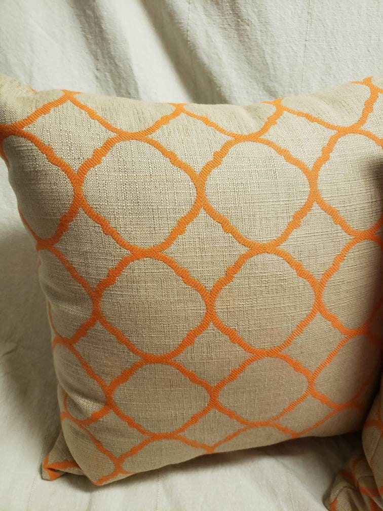 Sunbrella Orange and Straw Outdoor Decorative Pillows. Etsy UK