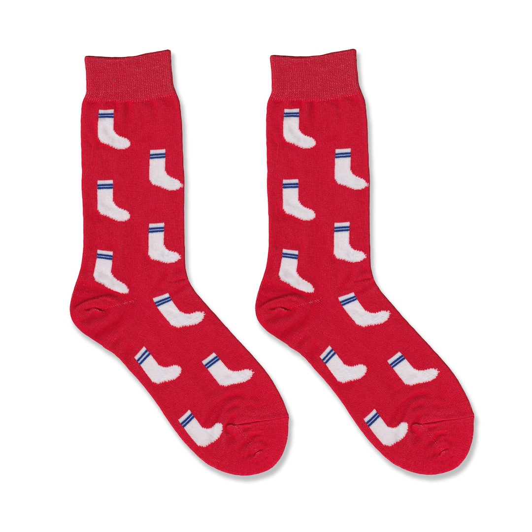 RED SOCKS on SOCKS Fun Socks Funny Socks Novelty Socks Dress Socks