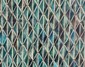 Handmade Triangular Mosaic Ceramic Wall Tiles - Blue and Green Mix (Seconds)