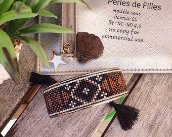 Silver brass jiton bracelet beads miyuki tones of black, copper and silver