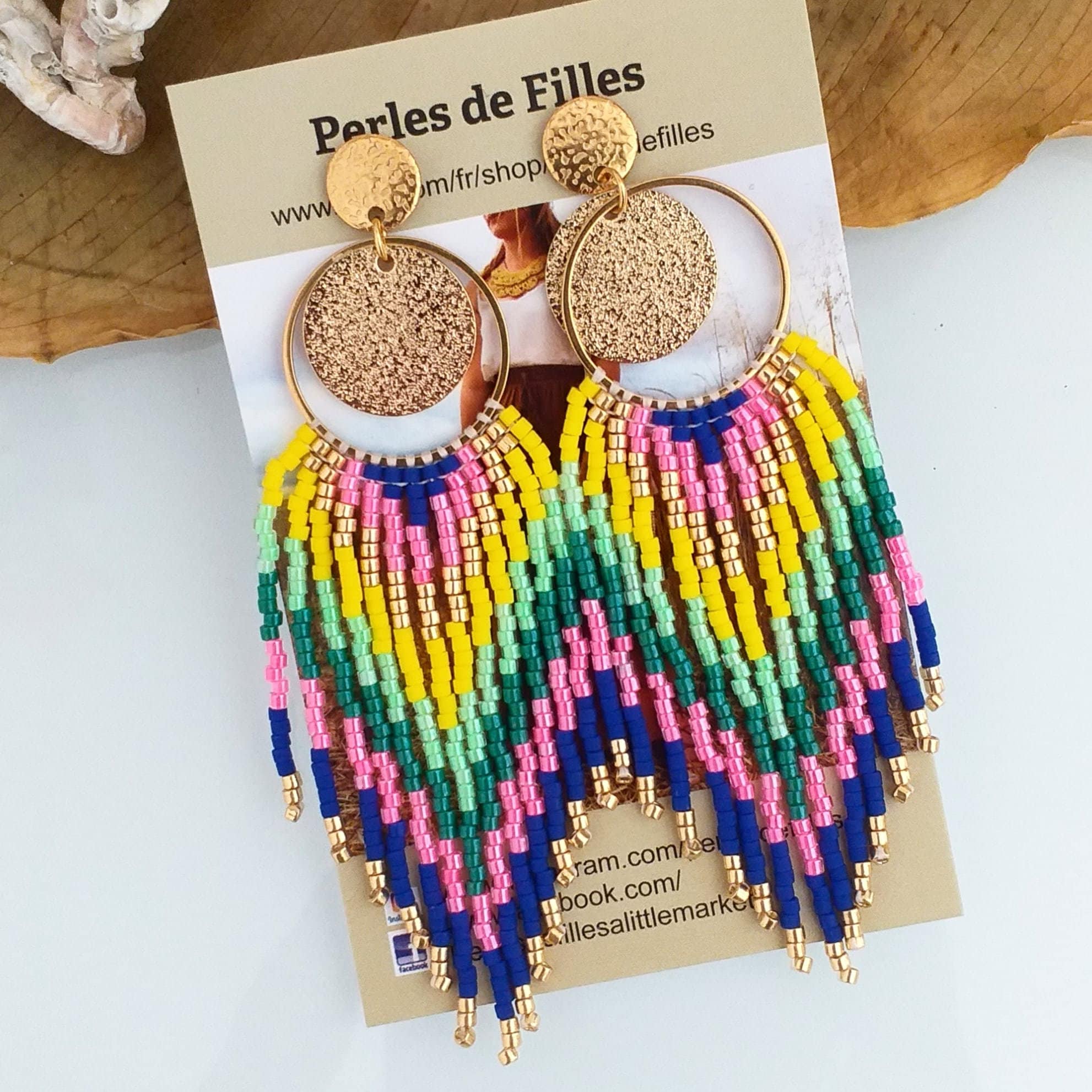 Fringed Earrings Weaving Beads Miyuki Camaïeu Rainbow - Etsy