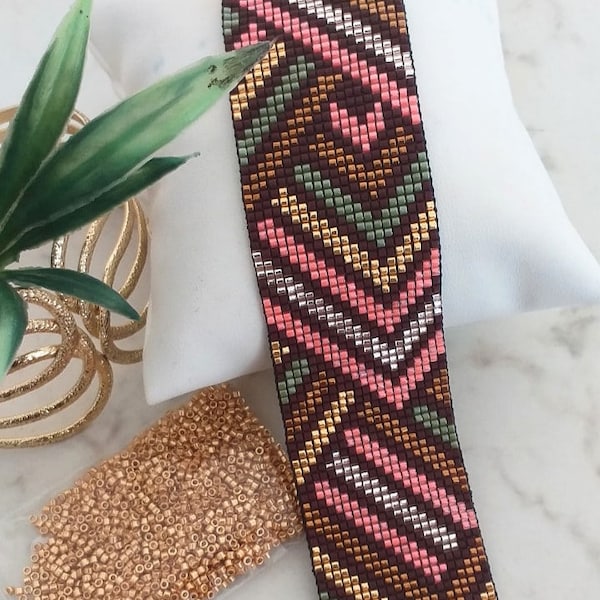 Bracelet Manchette Tissage Perles Miyuki Delica – Multicolore, Fait Main En France, Taille Ajustable